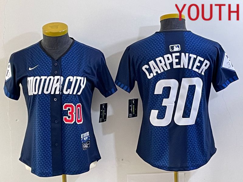 Youth Detroit Tigers #30 Carpenter Blue City Edition Nike 2024 MLB Jersey style 2